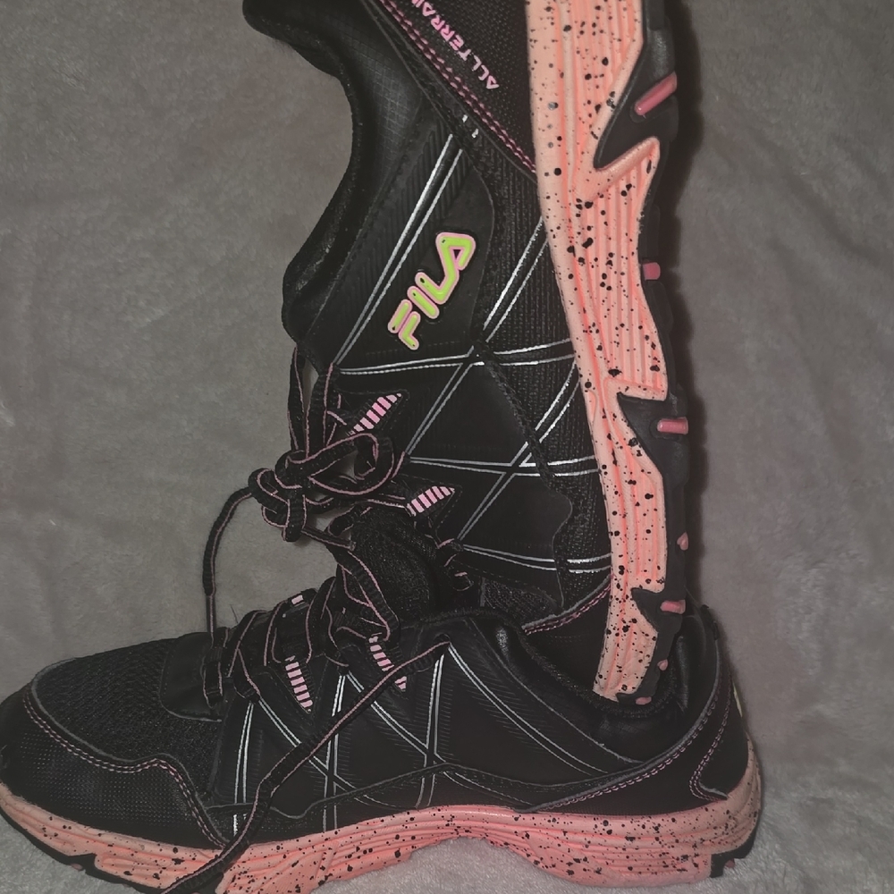 Fila Black and Pink Athletic High-Top Shoes